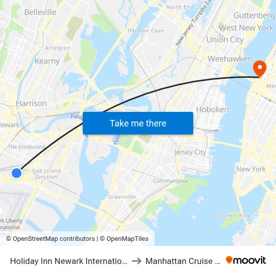 Holiday Inn Newark International Airport to Manhattan Cruise Parking map