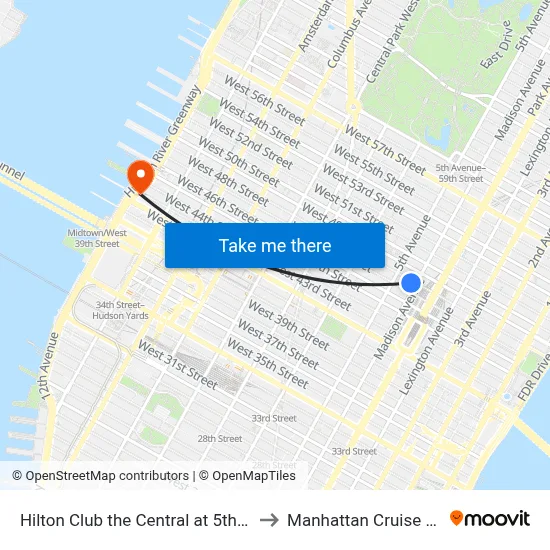 Hilton Club the Central at 5th New York to Manhattan Cruise Parking map