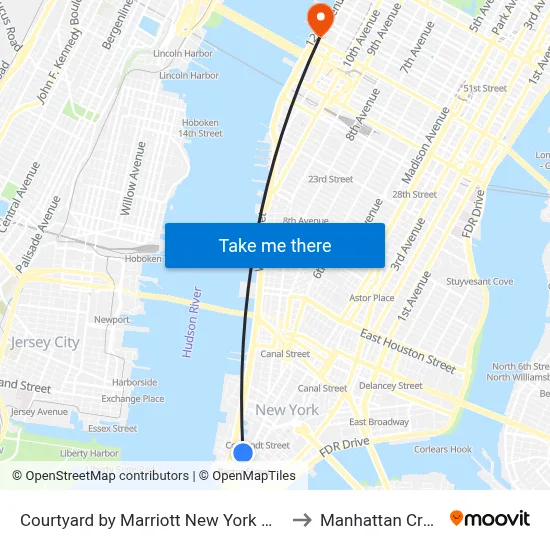 Courtyard by Marriott New York World Trade Center Area to Manhattan Cruise Parking map