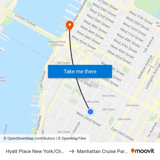 Hyatt Place New York/Chelsea to Manhattan Cruise Parking map