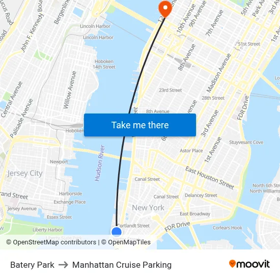 Batery Park to Manhattan Cruise Parking map