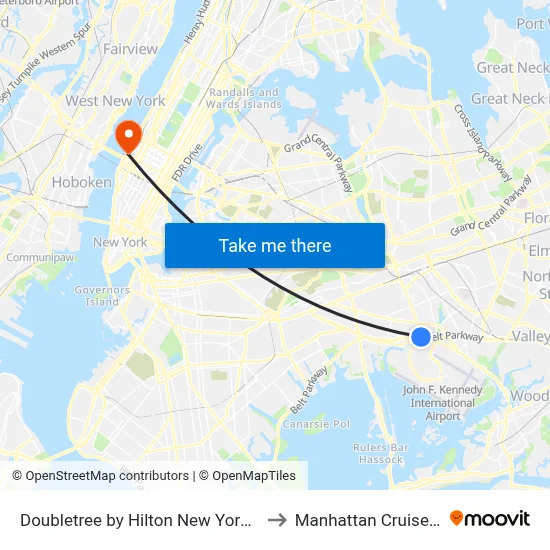 Doubletree by Hilton New York JFK Airport to Manhattan Cruise Parking map