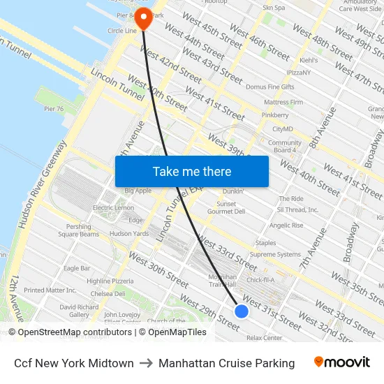 Ccf New York Midtown to Manhattan Cruise Parking map