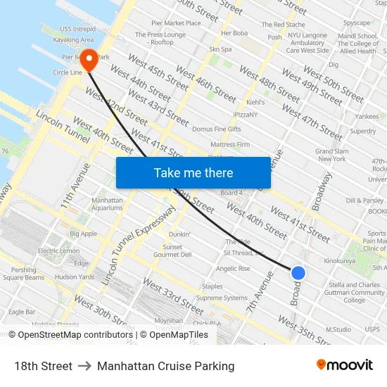 18th Street to Manhattan Cruise Parking map