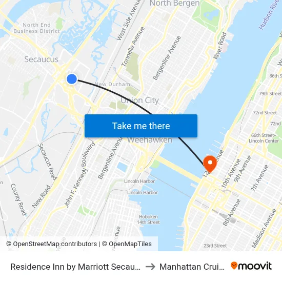 Residence Inn by Marriott Secaucus Meadowlands to Manhattan Cruise Parking map