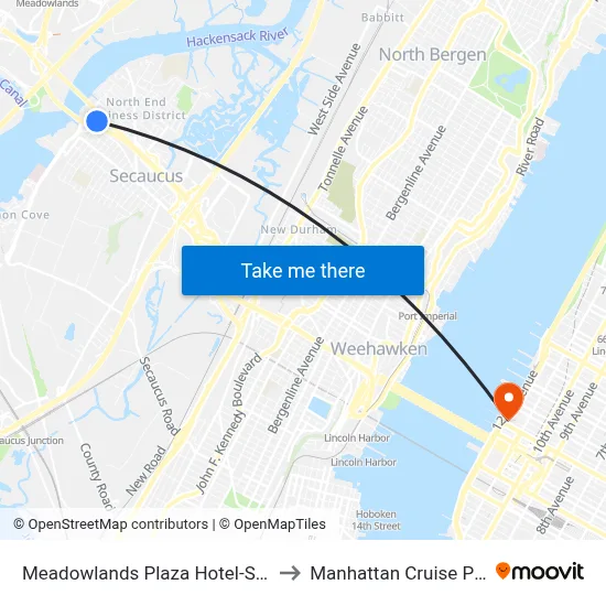 Meadowlands Plaza Hotel-Secaucus to Manhattan Cruise Parking map