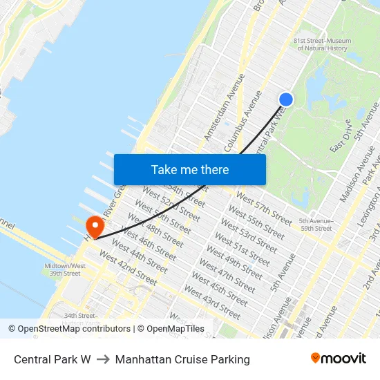 Central Park W to Manhattan Cruise Parking map