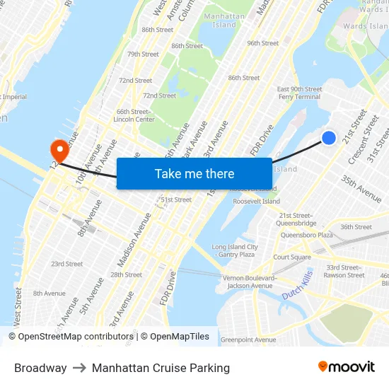 Broadway to Manhattan Cruise Parking map