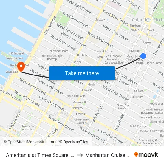 Ameritania at Times Square, New York to Manhattan Cruise Parking map