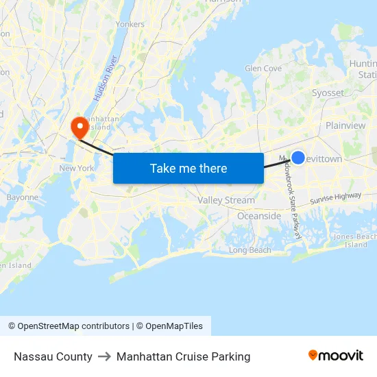 Nassau County to Manhattan Cruise Parking map