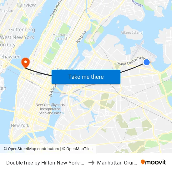 DoubleTree by Hilton New York-LaGuardia, Queens to Manhattan Cruise Parking map