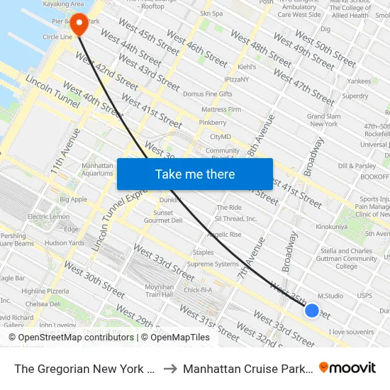 The Gregorian New York City to Manhattan Cruise Parking map
