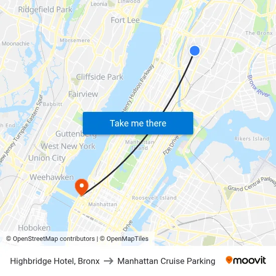 Highbridge Hotel, Bronx to Manhattan Cruise Parking map