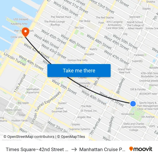 Times Square–42nd Street Station to Manhattan Cruise Parking map