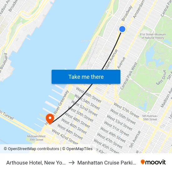 Arthouse Hotel, New York to Manhattan Cruise Parking map