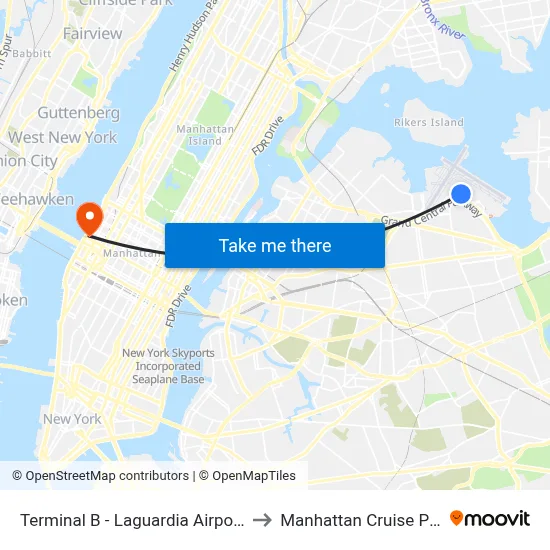 Terminal B - Laguardia Airport (LGA) to Manhattan Cruise Parking map