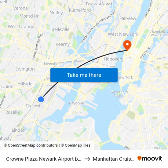 Crowne Plaza Newark Airport by IHG, Elizabeth to Manhattan Cruise Parking map