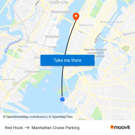 Red Hook to Manhattan Cruise Parking map