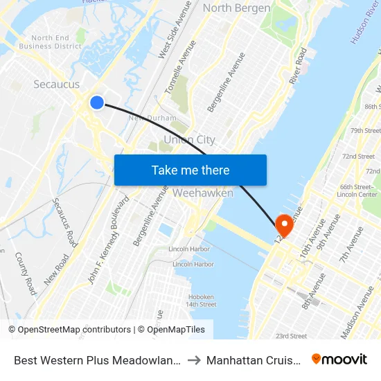 Best Western Plus Meadowlands, Secaucus to Manhattan Cruise Parking map