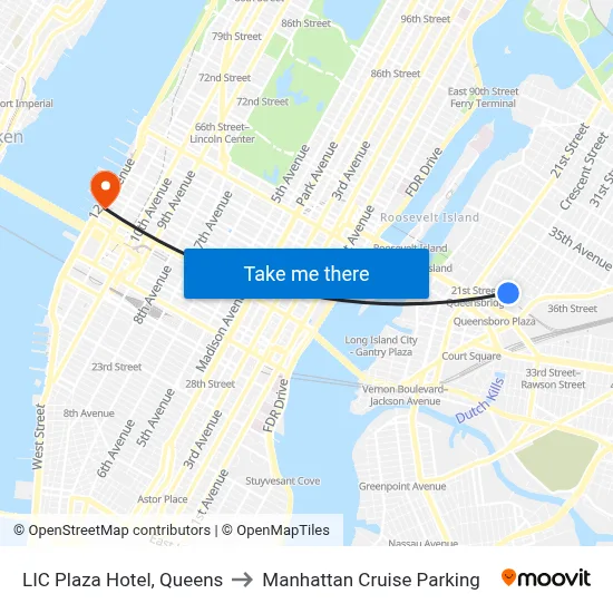 LIC Plaza Hotel, Queens to Manhattan Cruise Parking map