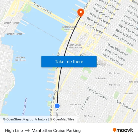 High Line to Manhattan Cruise Parking map