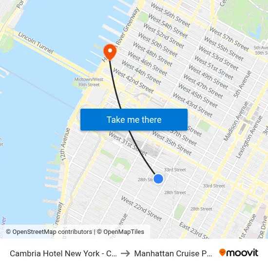 Cambria Hotel New York - Chelsea to Manhattan Cruise Parking map