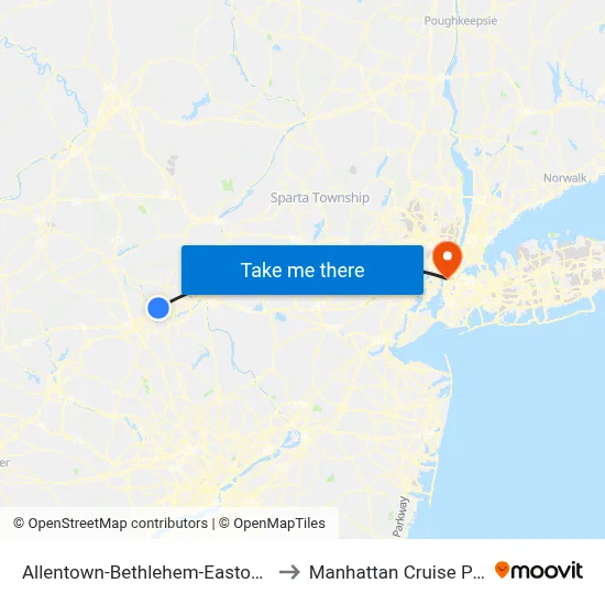 Allentown-Bethlehem-Easton Airport to Manhattan Cruise Parking map