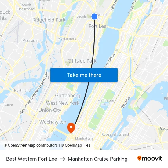 Best Western Fort Lee to Manhattan Cruise Parking map