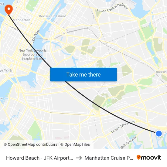 Howard Beach - JFK Airport Station to Manhattan Cruise Parking map