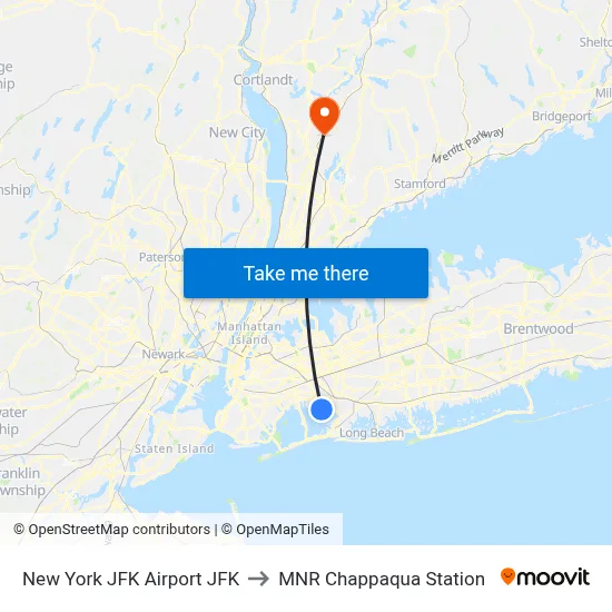 New York JFK Airport JFK to MNR Chappaqua Station map