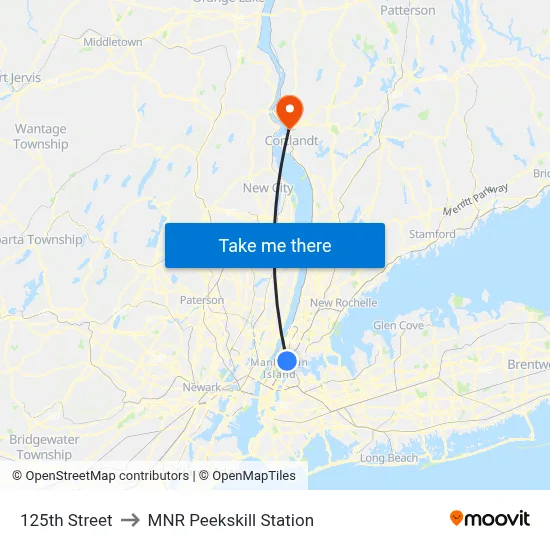 125th Street to MNR Peekskill Station map