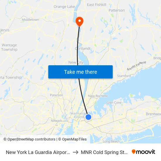 New York La Guardia Airport LGA to MNR Cold Spring Station map