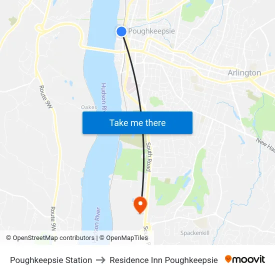 Poughkeepsie Station to Residence Inn Poughkeepsie map