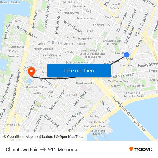 Chinatown Fair to 911 Memorial map
