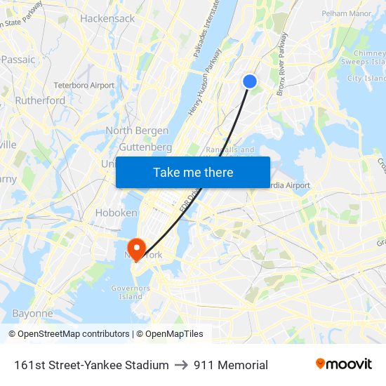 161st Street-Yankee Stadium to 911 Memorial map