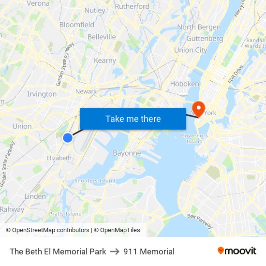 The Beth El Memorial Park to 911 Memorial map