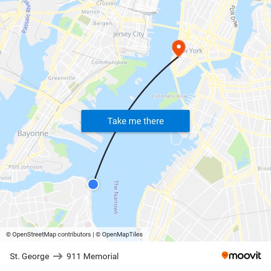 St. George Ferry Terminal to 911 Memorial map