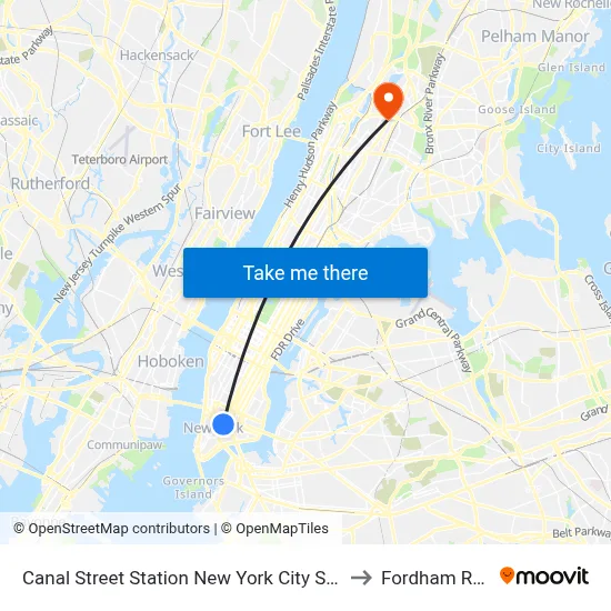 Canal Street Station New York City Subway to Fordham Road map