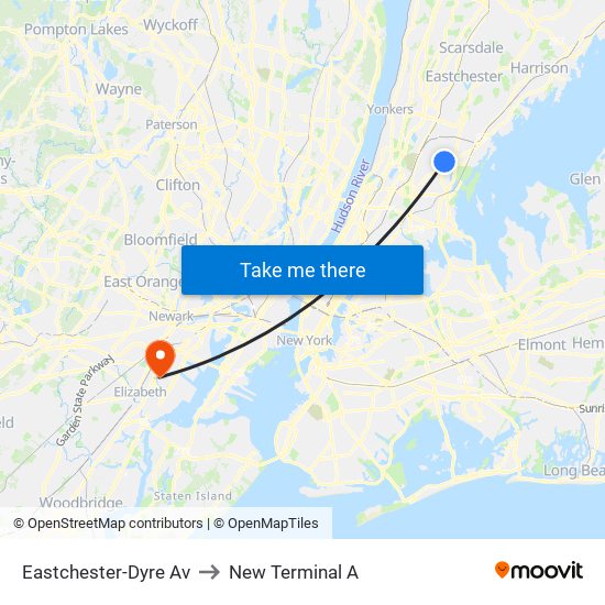 Eastchester-Dyre Av to New Terminal A map