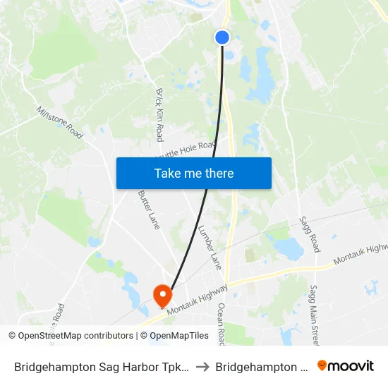 Bridgehampton Sag Harbor Tpk/Paumanok Path to Bridgehampton Commons map
