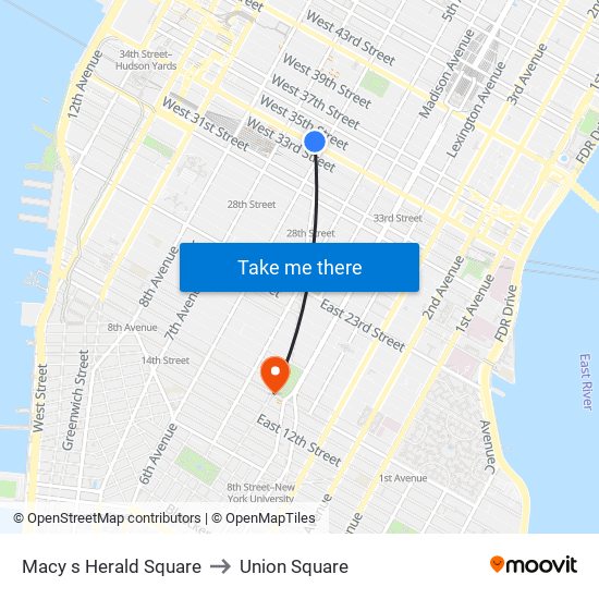 Macy s Herald Square to Union Square map