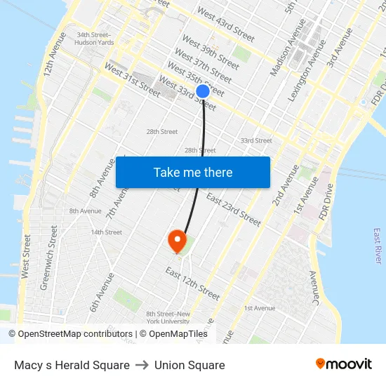 Macy s Herald Square to Union Square map