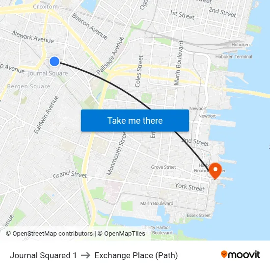 Journal Squared 1 to Exchange Place (Path) map
