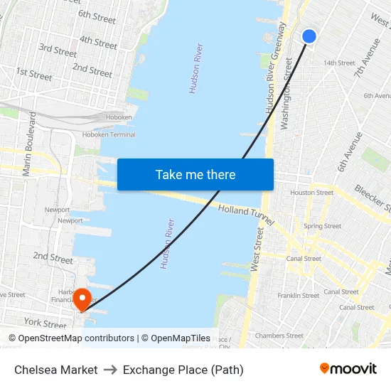 Chelsea Market to Exchange Place (Path) map