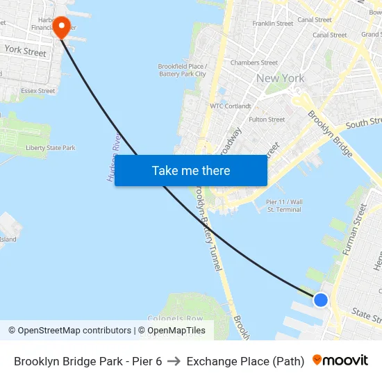 Brooklyn Bridge Park - Pier 6 to Exchange Place (Path) map