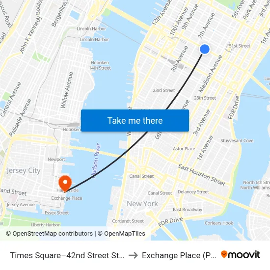 Times Square–42nd Street Station to Exchange Place (Path) map