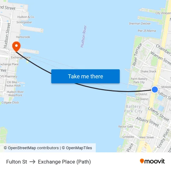 Fulton St to Exchange Place (Path) map