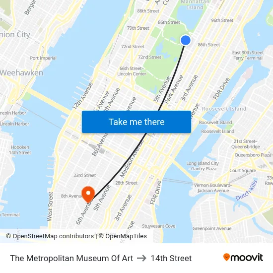 The Metropolitan Museum Of Art to 14th Street map