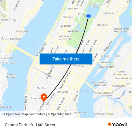 Central Park to 14th Street map