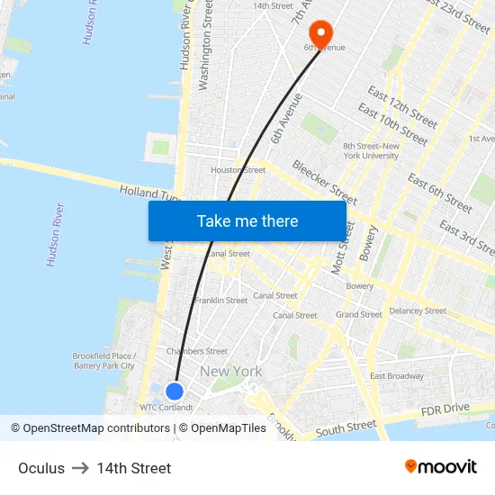 Oculus to 14th Street map